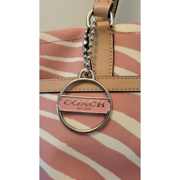 Coach Zebra Stripe Tote Shoulder Bag L1380-F23283 Pink Tan - Picture 7 of 16